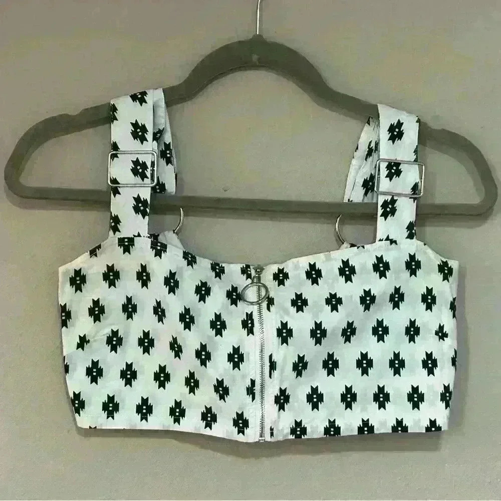 VALIJA boho zip up cropped top